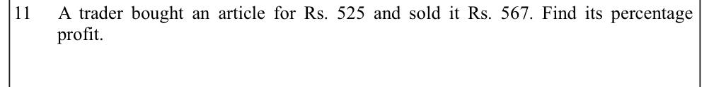 Paper I Part A Q11: Profit percentage from cost and selling price