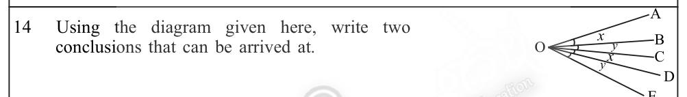 Paper I Part A Q14: Conclusions from equal adjacent angles at a point