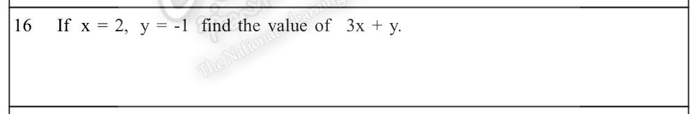 Paper I Part A Q16: Substitute integers into a linear expression