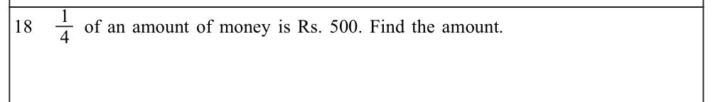 Paper I Part A Q18: Whole amount from a fractional part
