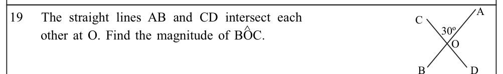 Paper I Part A Q19: Adjacent angles on a straight line at an intersection