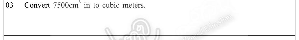 Paper I Part A Q3: Convert cubic centimetres to cubic metres