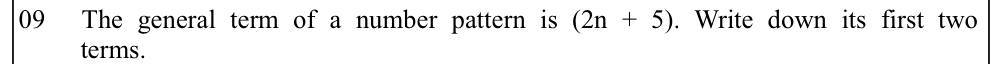 Paper I Part A Q9: First two terms from a general term
