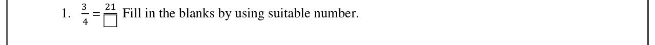 Paper I Part A Q1: Missing denominator in an equivalent fraction