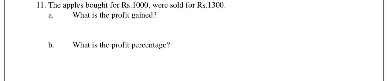 Paper I Part A Q11: Profit and profit percentage