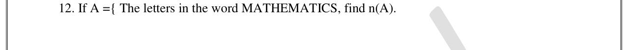 Paper I Part A Q12: Number of elements in set of letters of a word