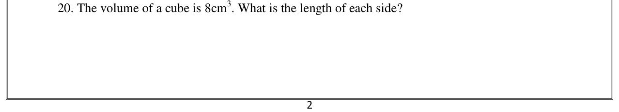 Paper I Part A Q20: Side of a cube from its volume