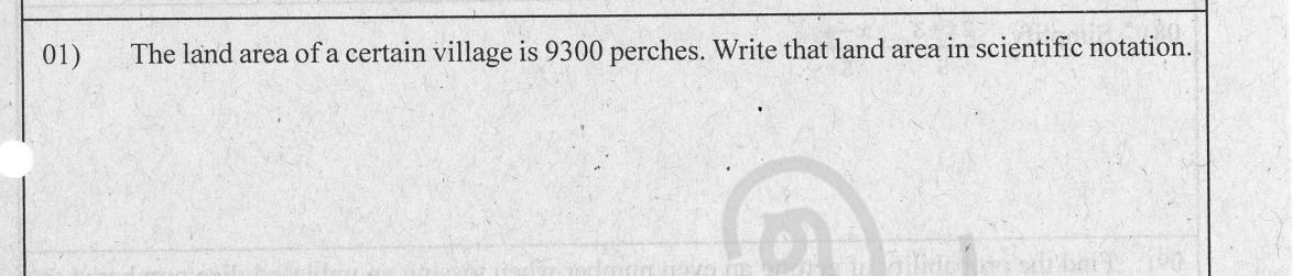 Paper I Part A Q1: Write a land area in scientific notation