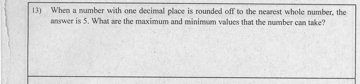 Paper I Part A Q13: Bounds of a one-decimal number rounding to a whole number