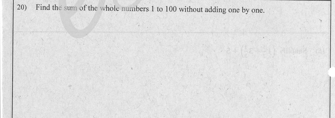 Paper I Part A Q20: Sum of the whole numbers 1 to 100