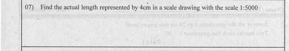 Paper I Part A Q7: Actual length from a scale drawing ratio