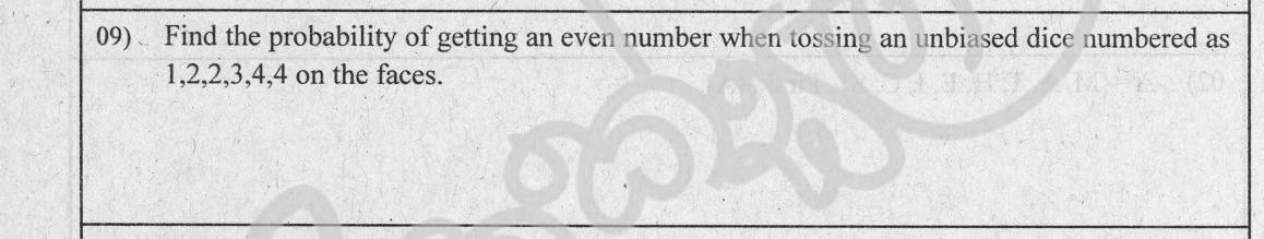 Paper I Part A Q9: Probability of an even number on a die with repeated faces