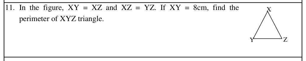 Paper I Part A Q11: Perimeter of an equilateral triangle