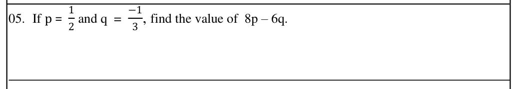 Paper I Part A Q5: Substitute fractional values into a linear expression