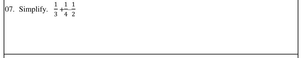 Paper I Part A Q7: Add and subtract unit fractions