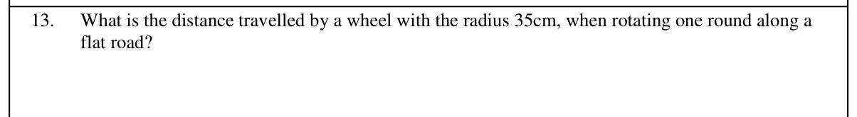 Paper I Part A Q13: Distance rolled by a wheel in one turn
