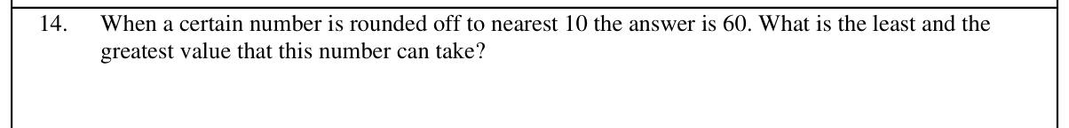 Paper I Part A Q14: Least and greatest values that round to a given ten