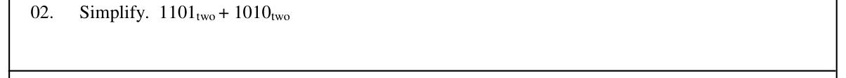 Paper I Part A Q2: Add two binary numbers