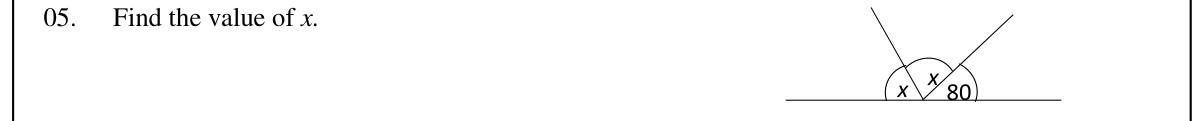 Paper I Part A Q5: Angles on a straight line with two equal unknowns