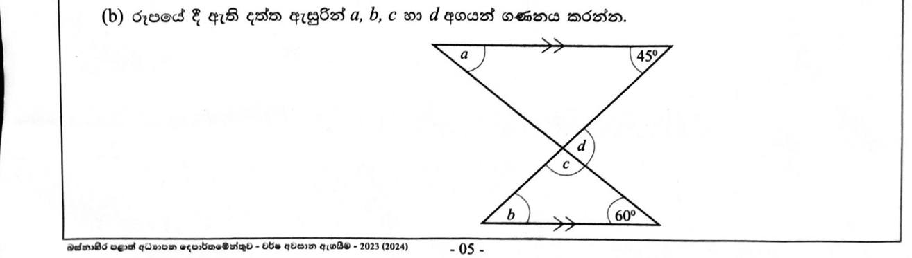 Paper II Part A Q5(b): Angles in crossing lines between two parallel lines