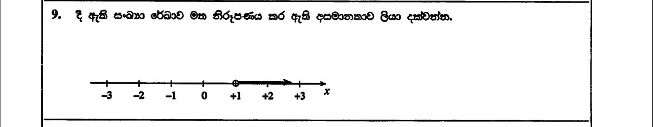 Paper I Part A Q9: Write the inequality shown on a number line