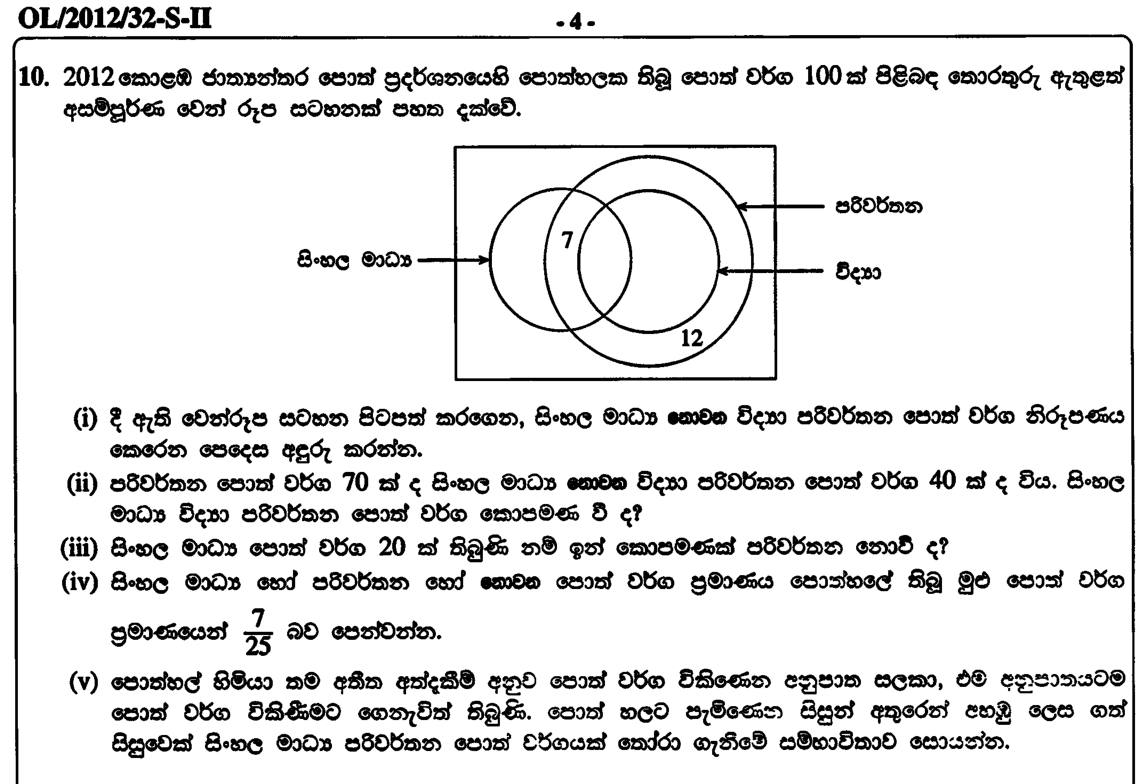 Paper II Part B Q10: Venn diagram of book types: shade, count, fraction, probability