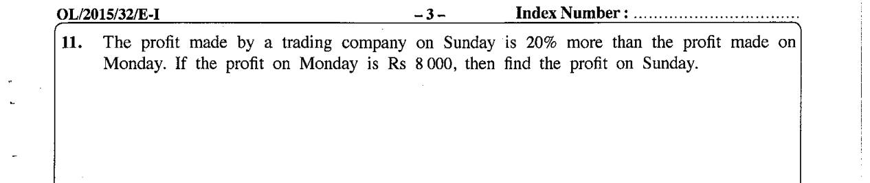 Paper I Part A Q11: Profit after a percentage increase
