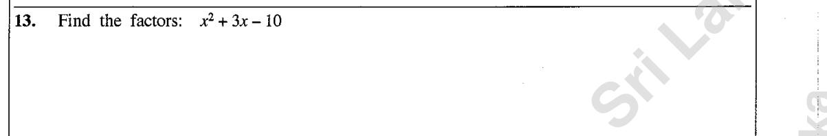 Paper I Part A Q13: Factorise a trinomial quadratic