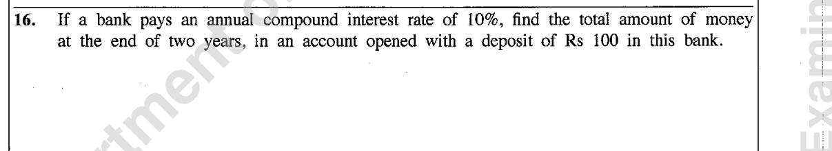 Paper I Part A Q16: Amount after two years compound interest