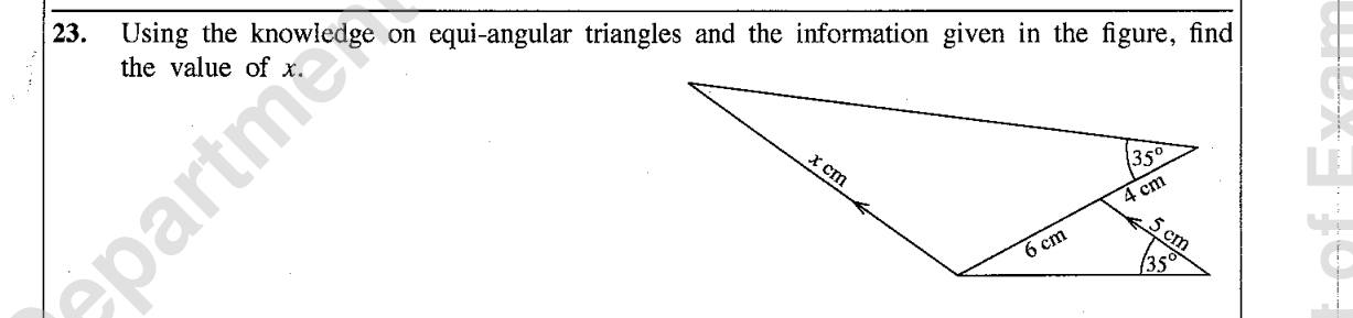 Paper I Part A Q23: Side length from equiangular triangles