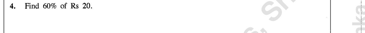Paper I Part A Q4: Percentage of an amount of money