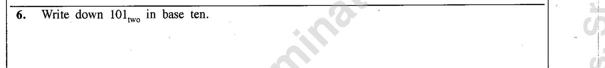 Paper I Part A Q6: Convert a base-two number to base ten