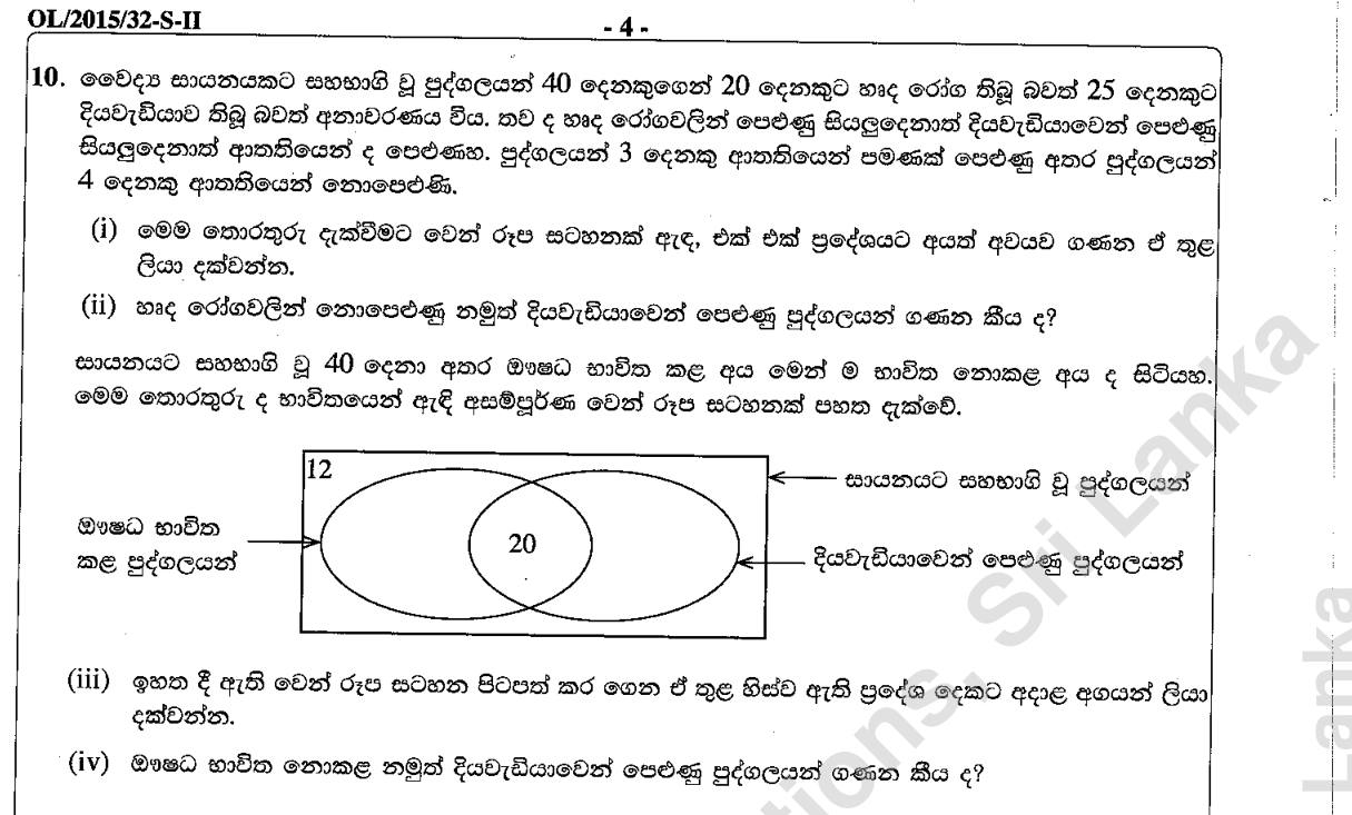 Paper II Part B Q10: Venn diagrams of clinic patients with subsets