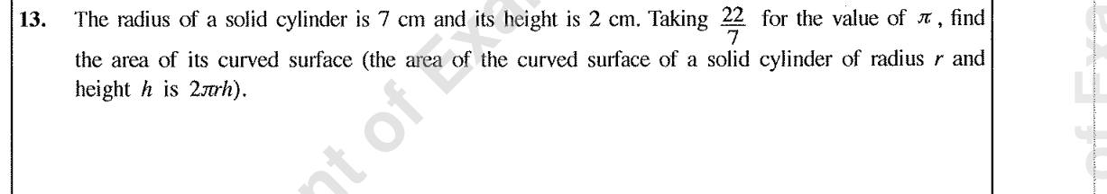 Paper I Part A Q13: Curved surface area of a cylinder