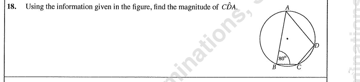 Paper I Part A Q18: Opposite angle of a cyclic quadrilateral