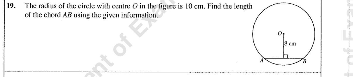 Paper I Part A Q19: Chord length from radius and distance to centre