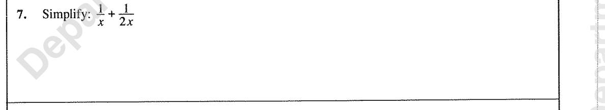 Paper I Part A Q7: Add two algebraic fractions
