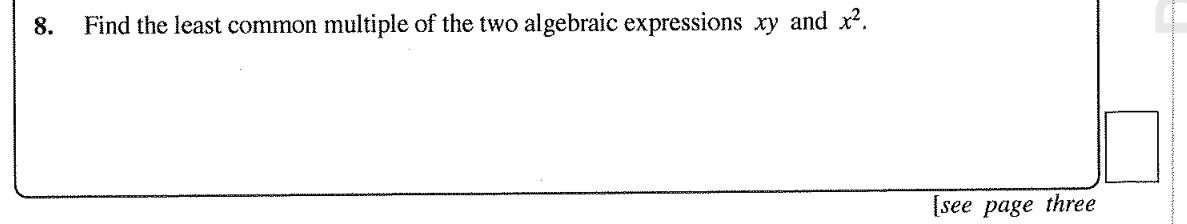 Paper I Part A Q8: LCM of two algebraic terms