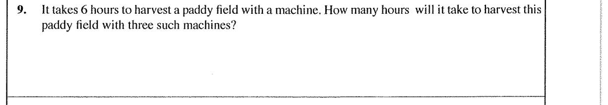 Paper I Part A Q9: Time to harvest with more machines