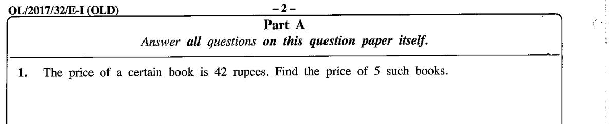 Paper I Part A Q1: Price of several books from the price of one