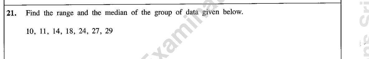 Paper I Part A Q21: Range and median of seven values