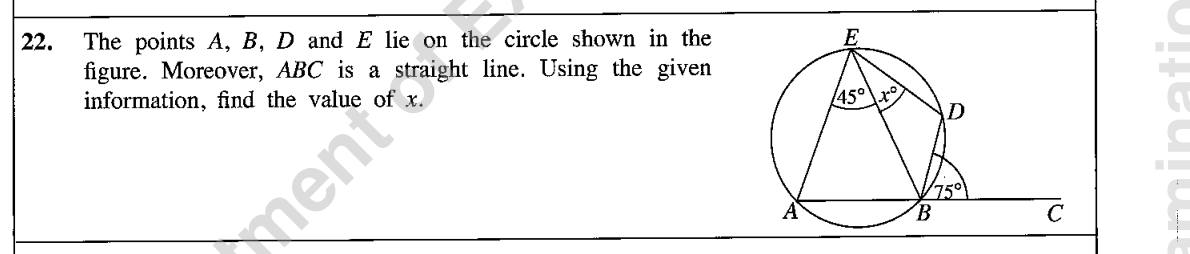 Paper I Part A Q22: Exterior angle of a cyclic quadrilateral