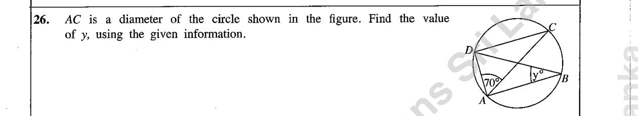 Paper I Part A Q26: Angle in a semicircle and angles on the same arc
