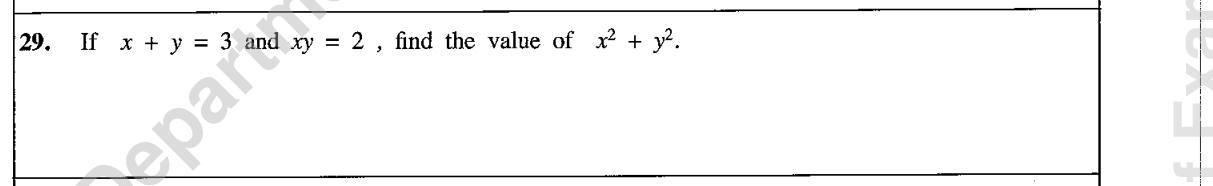Paper I Part A Q29: Sum of squares from sum and product