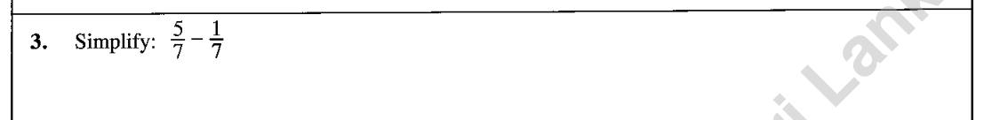 Paper I Part A Q3: Subtract two fractions with the same denominator