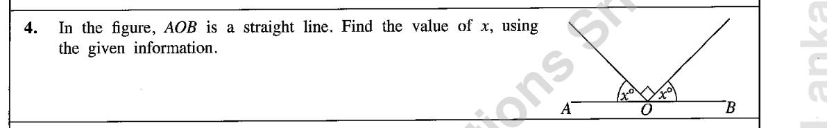Paper I Part A Q4: Equal angles on a straight line with a right angle