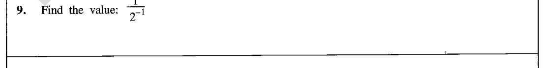 Paper I Part A Q9: Value of a reciprocal of a negative power