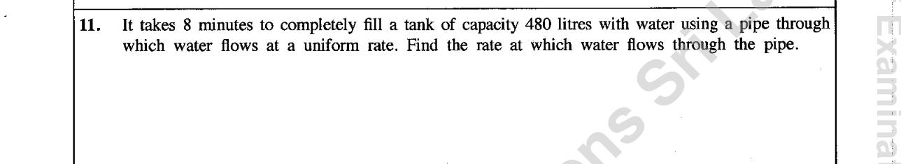 Paper I Part A Q11: Flow rate of a pipe filling a tank