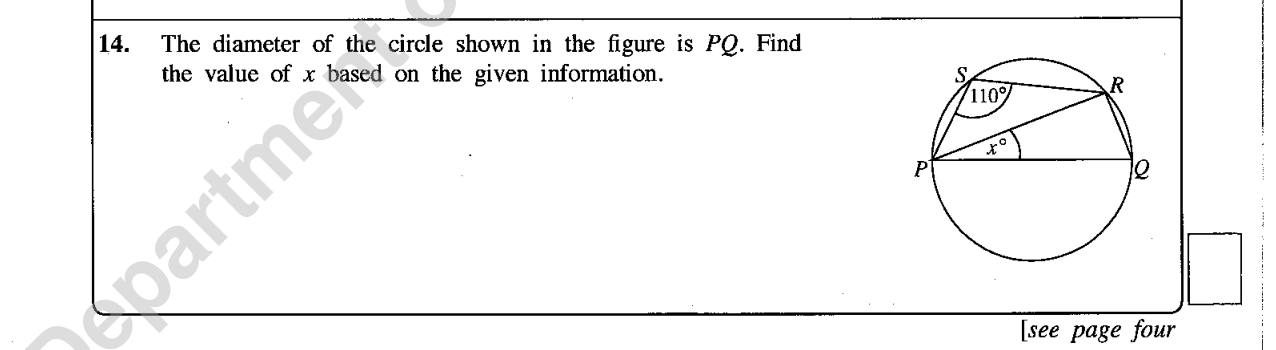 Paper I Part A Q14: Angle using a semicircle and a cyclic quadrilateral