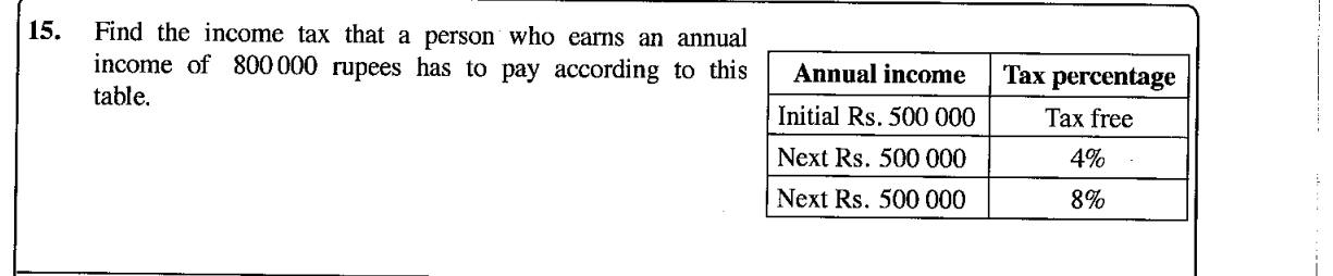 Paper I Part A Q15: Income tax from a slab table